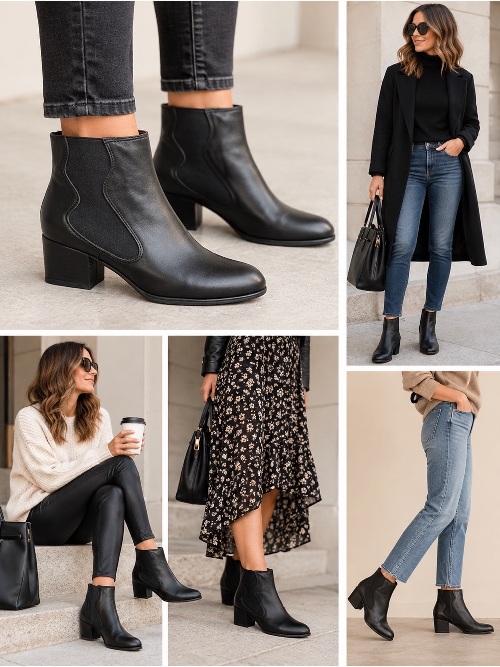 Stuart Weitzman Black Leather Chelsea Block Heel Ankle Boots Booties Size 8M